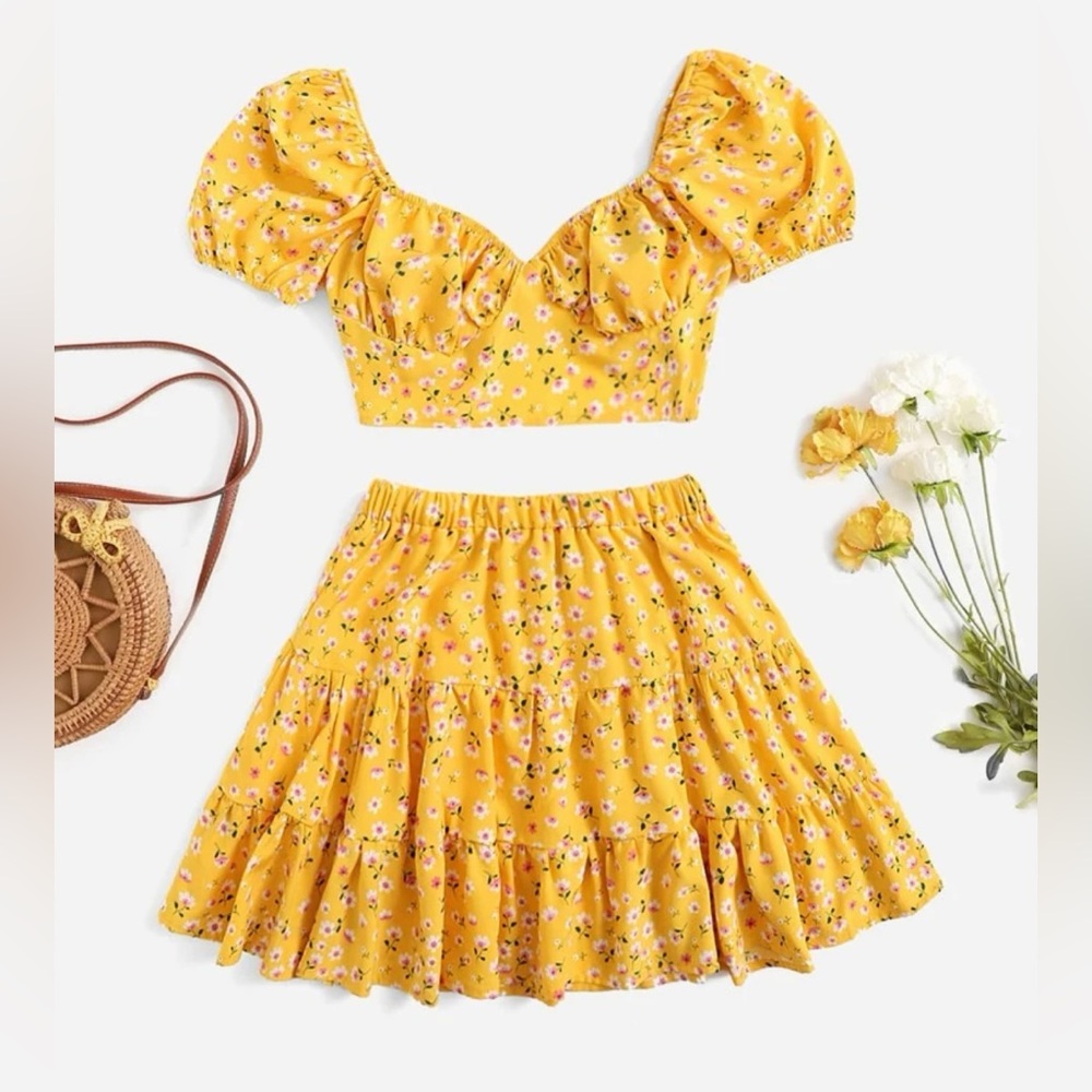 Yellow skirt set